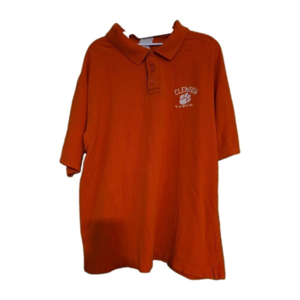 Clemson Tigers Red Oak Sportswear Polo Mens Size Large Orange Embroidered Logoi